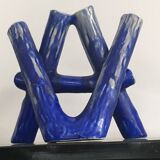 Blue vase ceramic soliflore