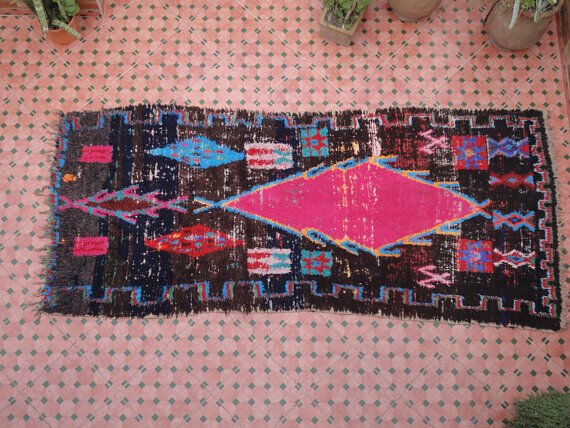 Carpet ancient azilal vintage Moroccan Berber 290 x 125 cm