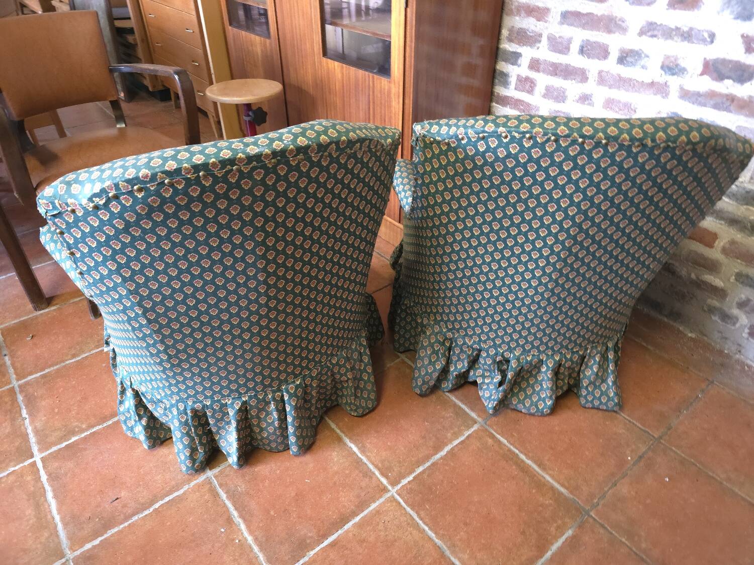 Pair of Napoleon III toad armchairs
