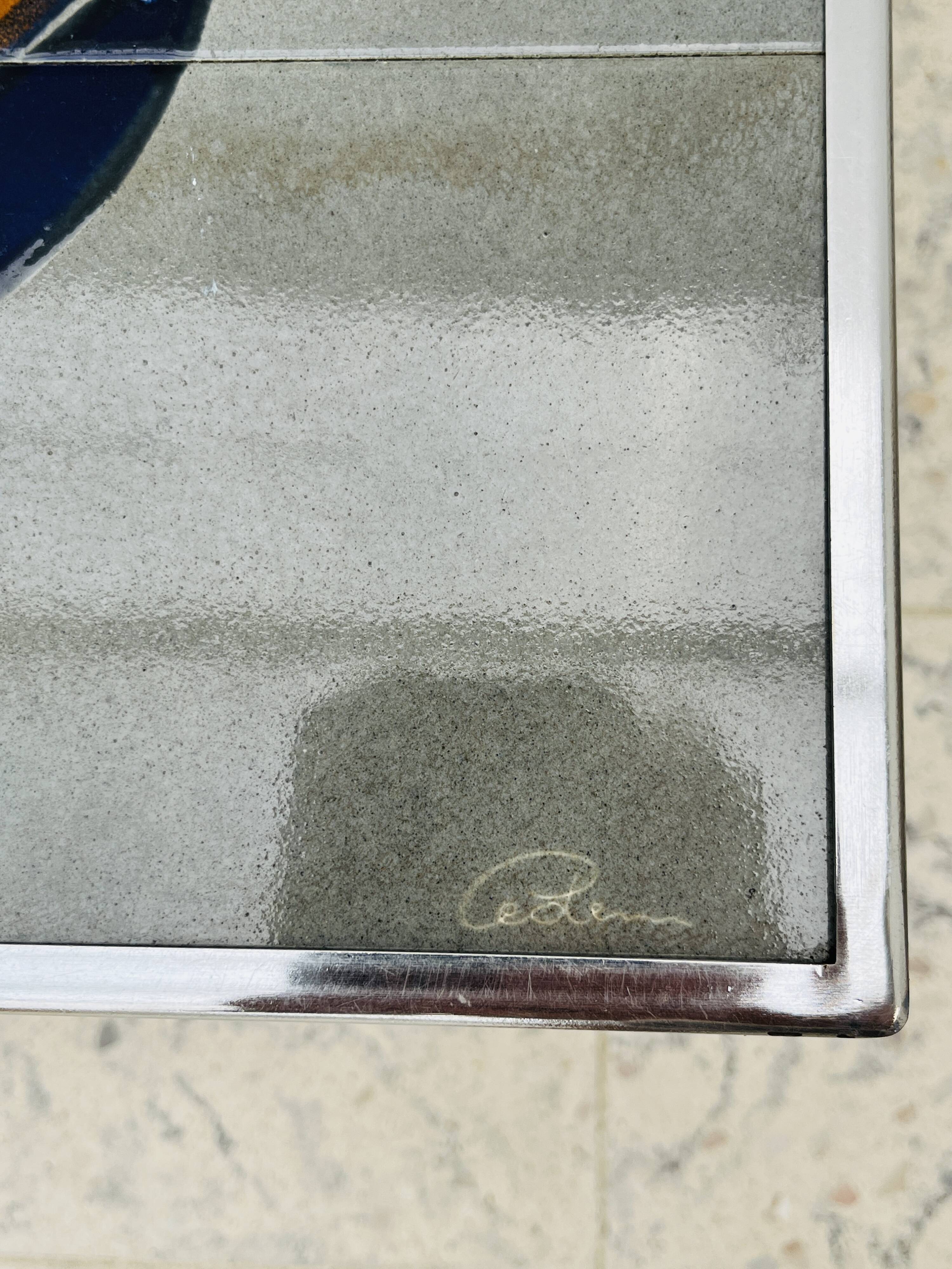 Metakore coffee table in ceramic from vallauris, signed cedem.