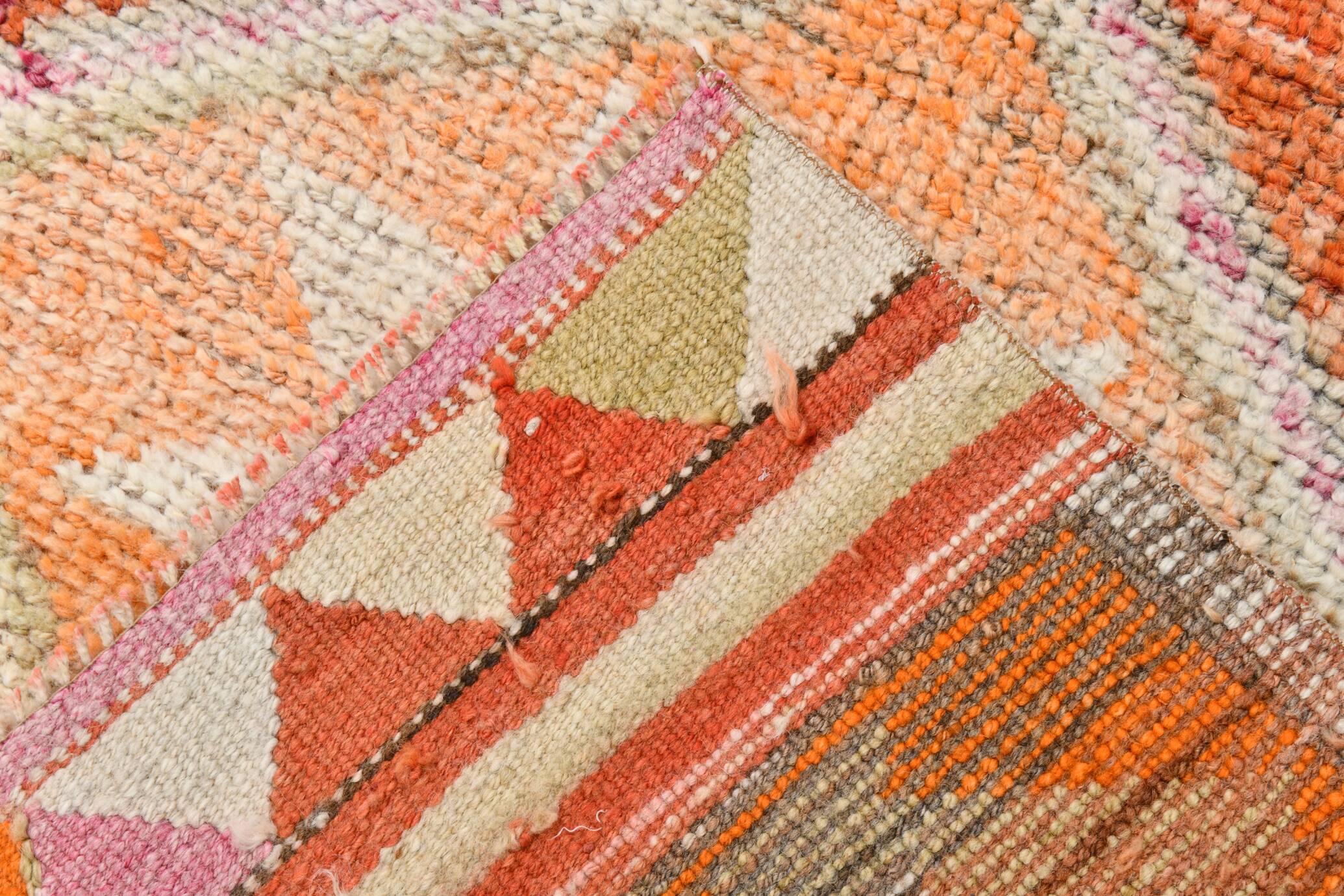 3x10 Orange & Beige Persian Vintage Runner Rug, 94x317Cm SK 22040