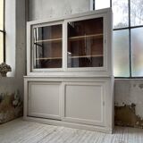 Library showcase ivory white sliding doors