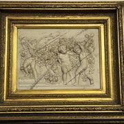 Marble high relief by François Duquesnoy "Putti, garlands and flowers" Paris, 1892