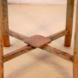 Burmese teak sofa end with original green patina