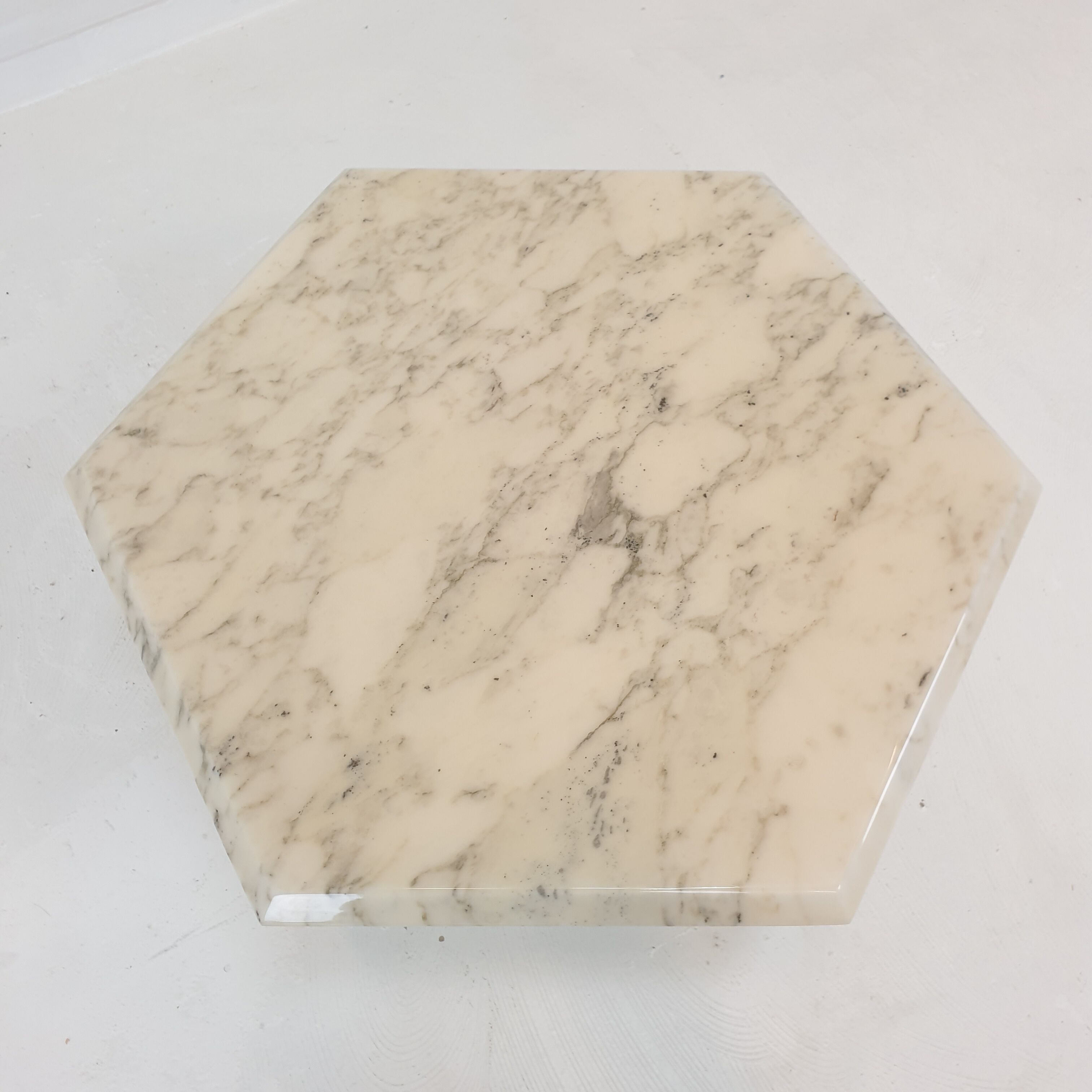 Set of 3 Italian Carrera Marble Side Tables, 1980s