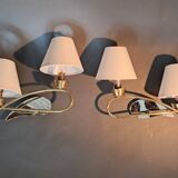 Paire d'appliques en laiton doré et miroir, circa 1960