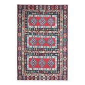 1970s Vintage Turkish Hand-Knotted Wool Cotton Red Area Rug 207x311