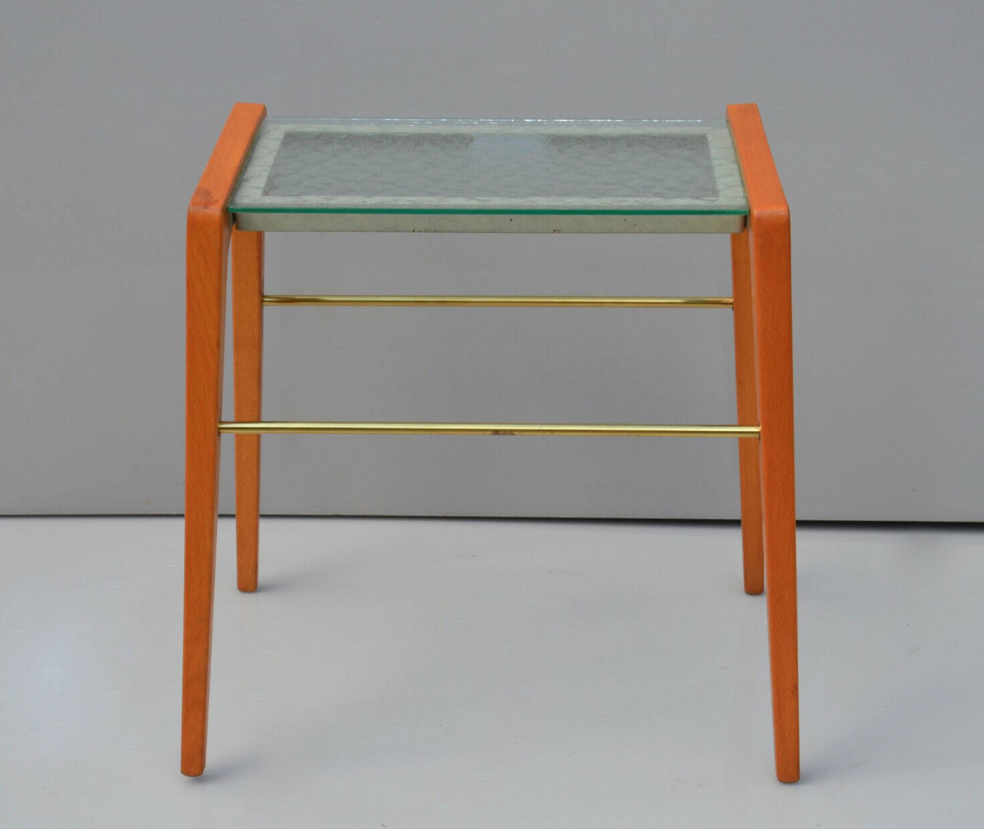 Vintage Danish Coffee Table Oak and Glass Top, Sweden Circa 1970's