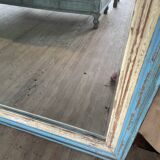Large beige and blue teak mirror
