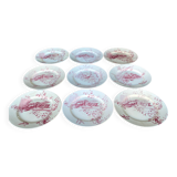 Set of 9 red earthenware plates from Terre de Fer Samaritaine - 19th century.