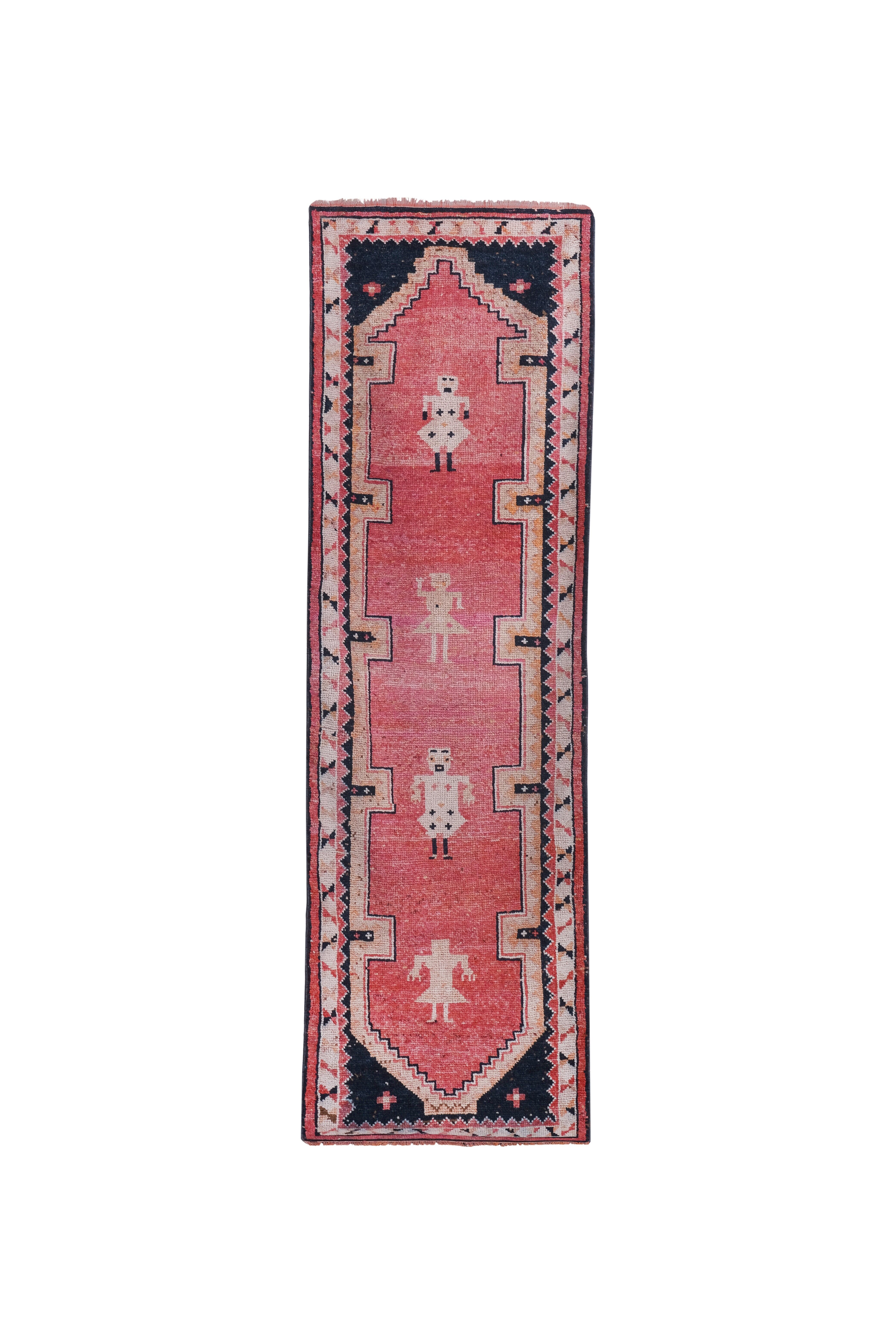 Vintage Turkish rug from Oushak, hand-woven 97x305 cm