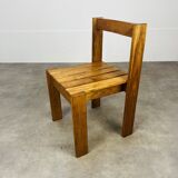 4 minimalist pine chairs Les Arcs, 1960s