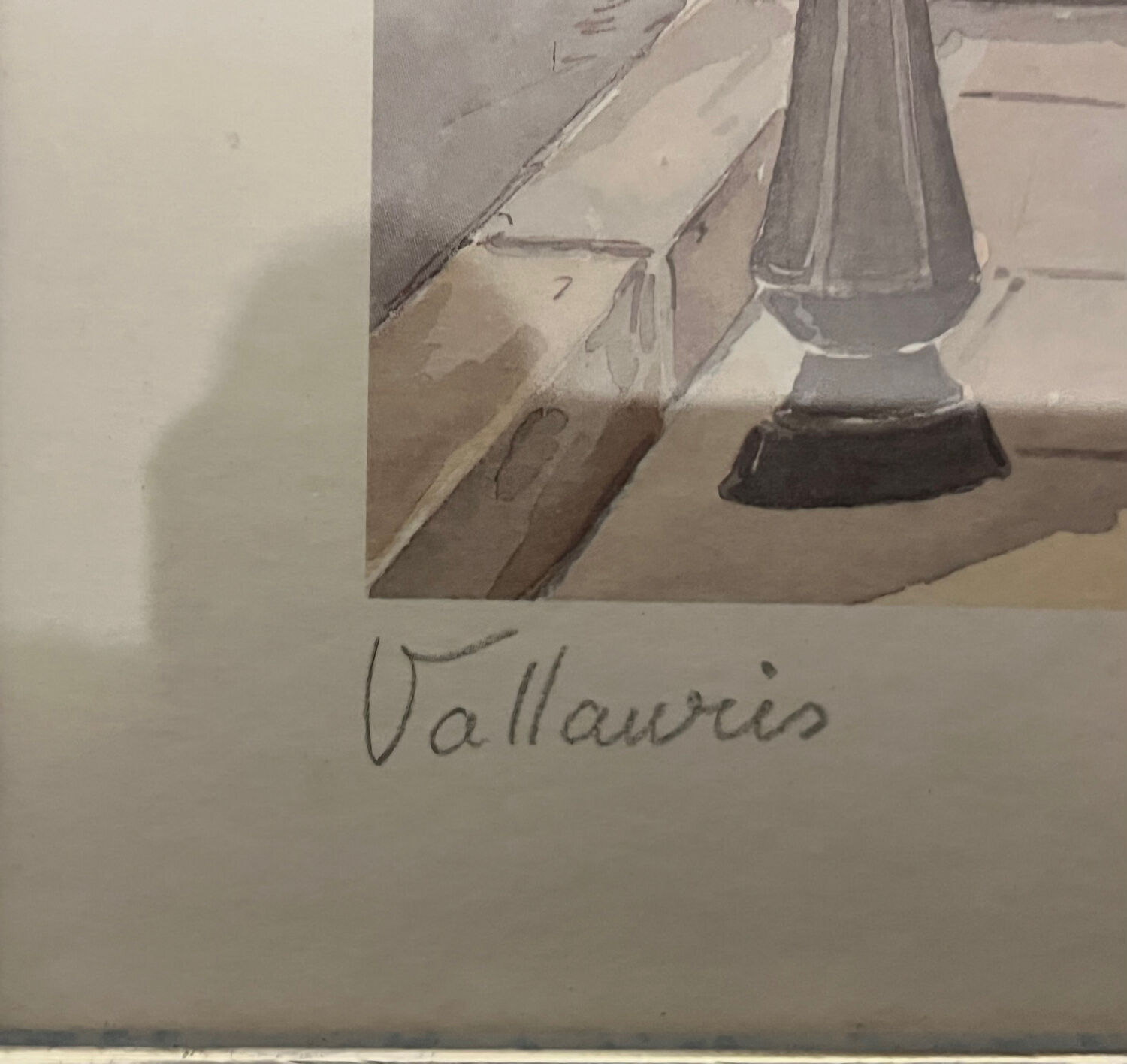 Watercolor depicting a view of Vallauris