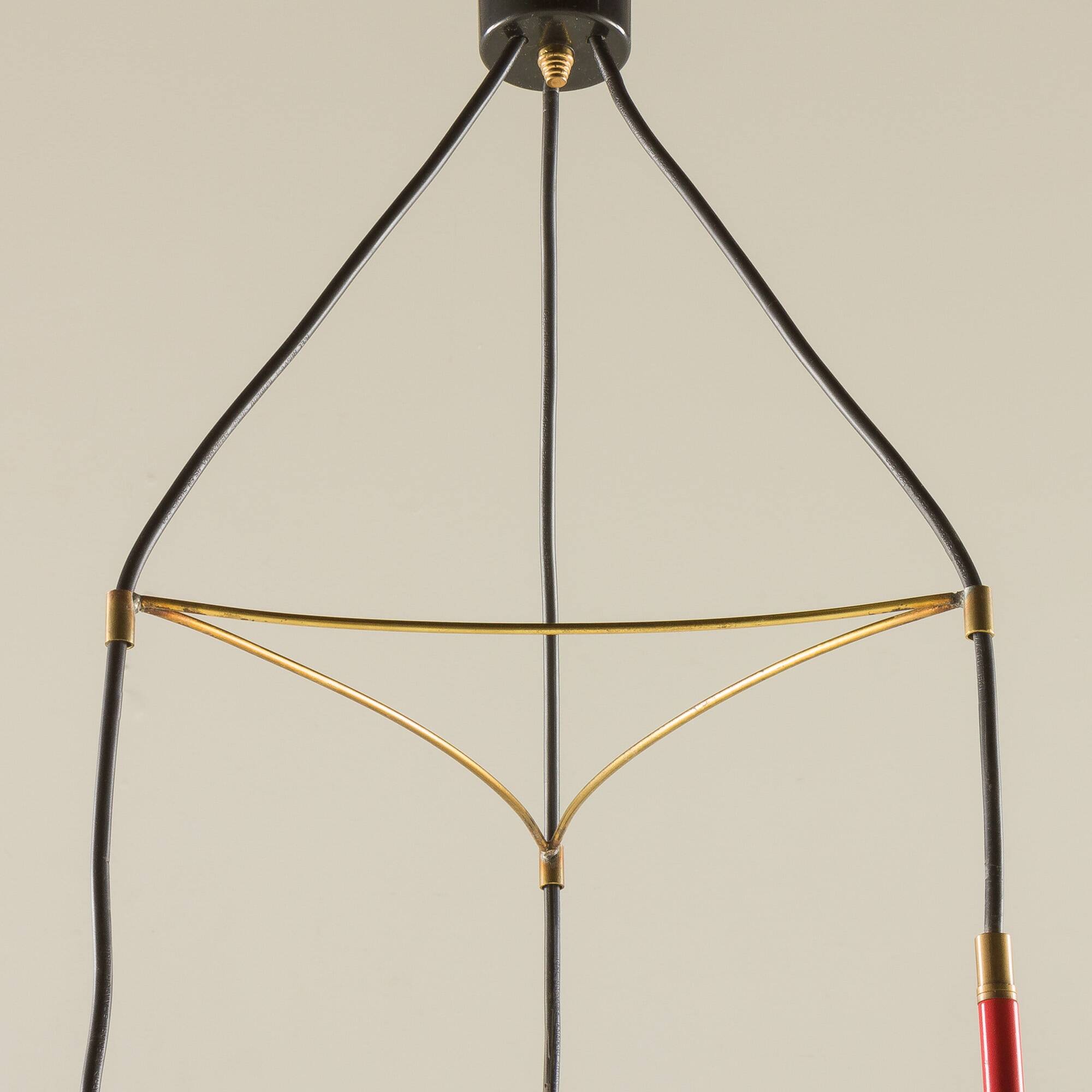 Italian pendant lamp with “lattimo” Murano glass shades, mid century modern