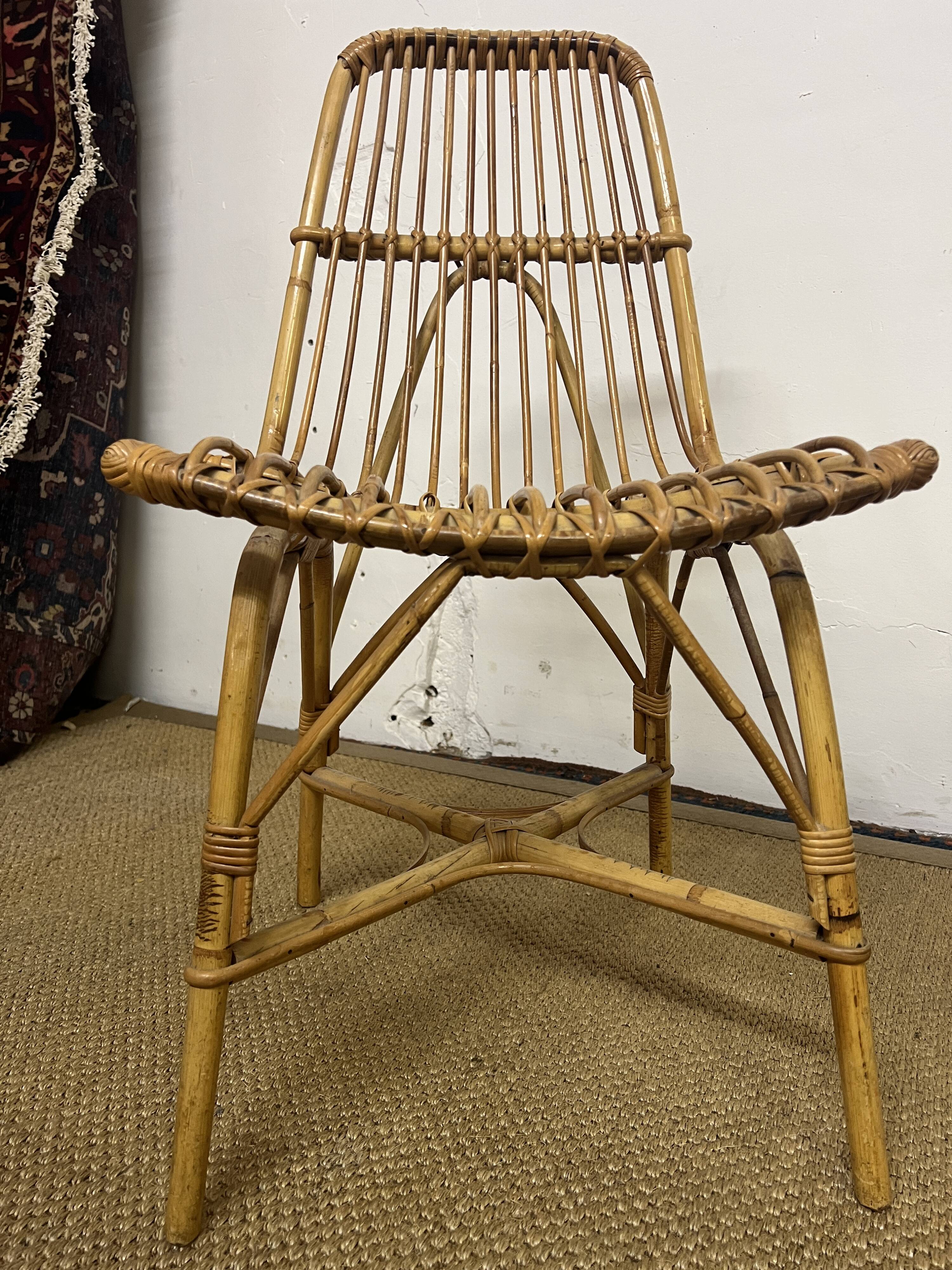 Paire de chaises en rotin & bambou