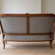 Classic living room set: 2/3-seater sofa in dark wood fabric.