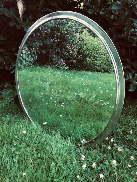 Miroir rond metal martelé 80cm