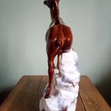 CHAMOIS animal statuette on a rock - enameled ceramic