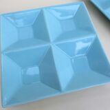 Two square ceramic plates, with 4 compartments