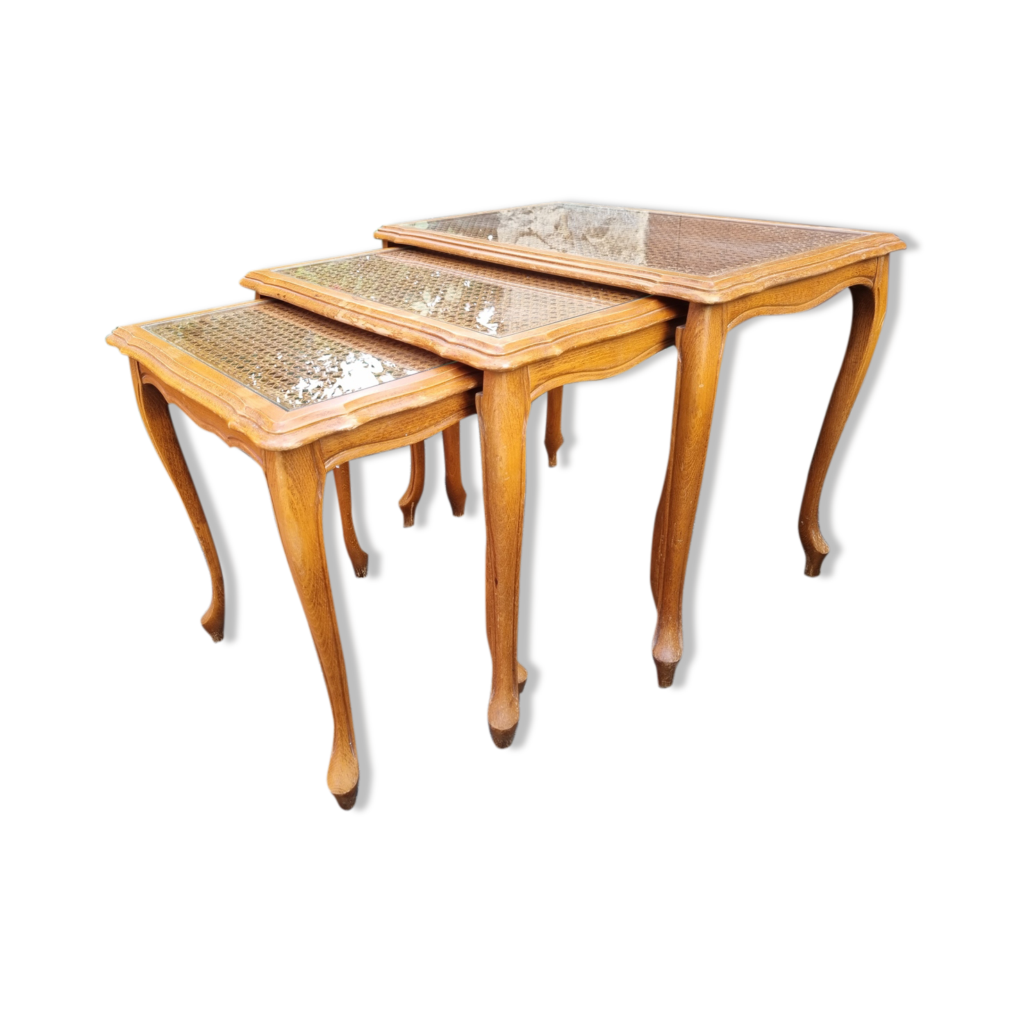 Louis XV style pull-out tables cannées, vintage, 60s