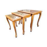 Tables gigognes style Louis XV cannées, vintage, années 60