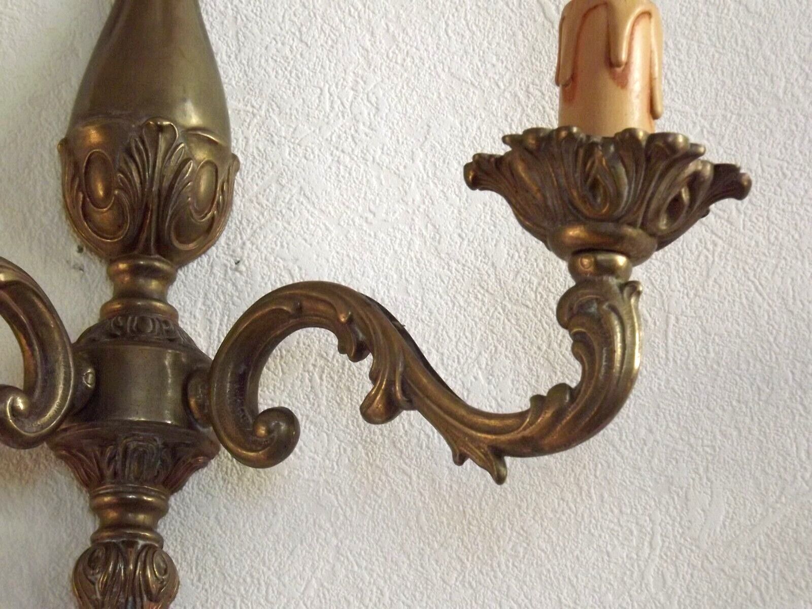 Pair of French vintage bronze traditional  art nouveau double wall lights