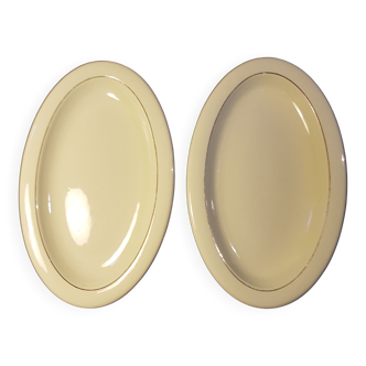 Set of 2 almond green raviers in Salins porcelain