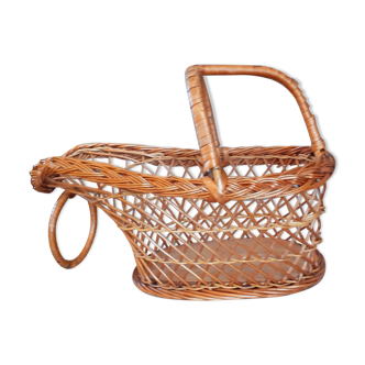 Vintage bottle holder year 50 in rattan