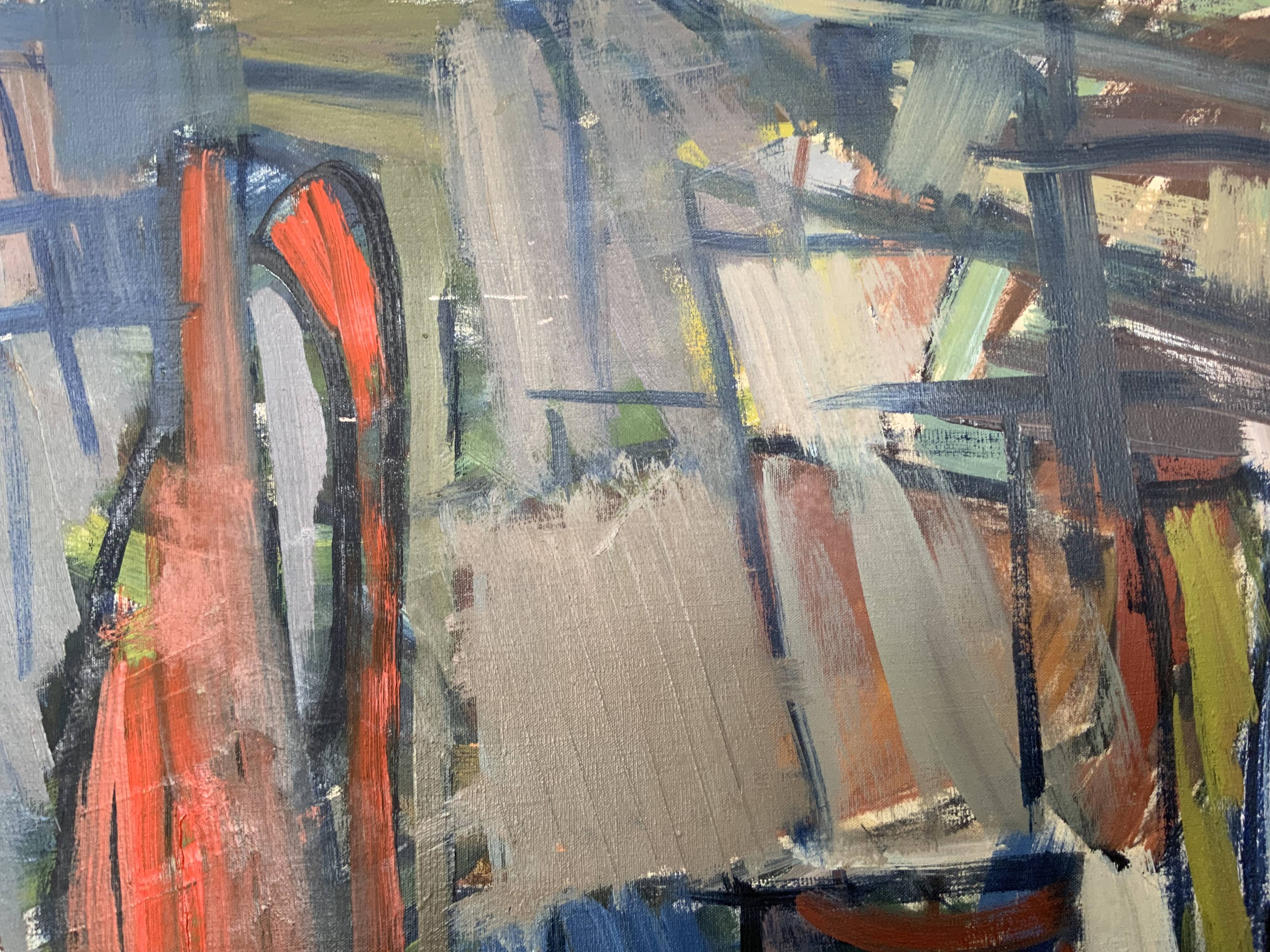 Vintage Modernists Oil Painting Still Life With Red Bottle, Signed Falck