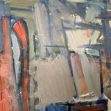 Vintage Modernists Oil Painting Still Life With Red Bottle, Signed Falck