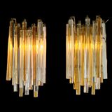 Pair of crystal sconces called "cascade" vintage murano by paolo venini