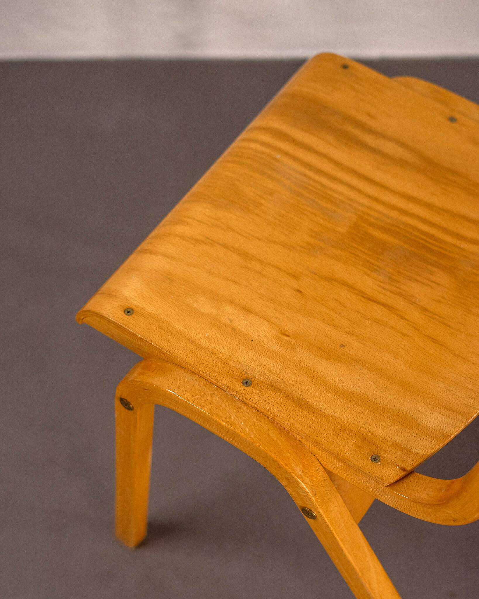 Vintage Stackable School Chairs made of wood and plywood, UK, 1970s