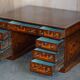 Bureau à caissons jumelés double face avec marqueterie hollandaise antique
