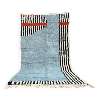 Tapis bleu zebra marocain en laine 150cmx250cm