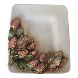 Raspberry pattern barbotine dish signed Chaumette