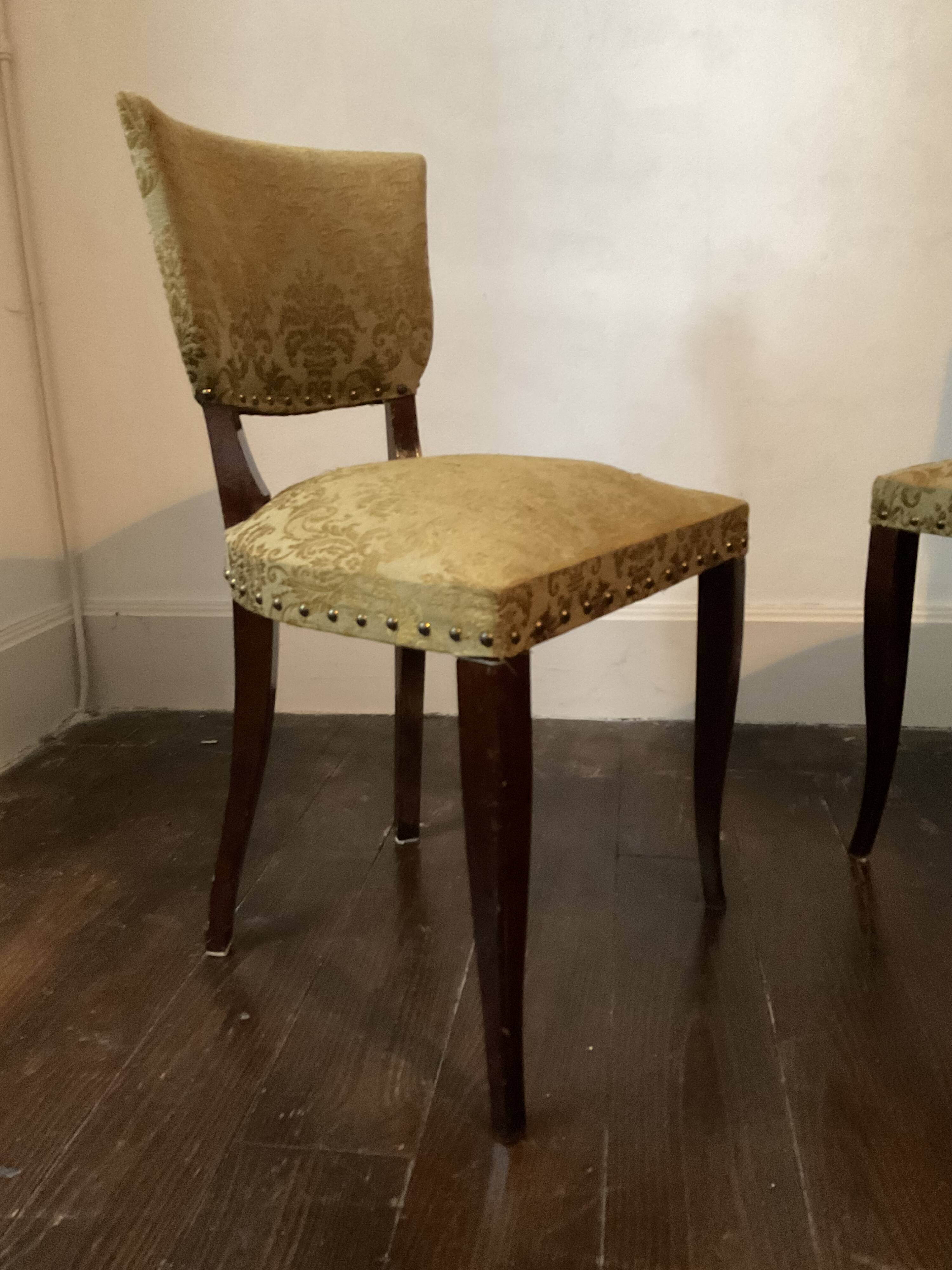 Pair of 60s bridge style velvet chairs