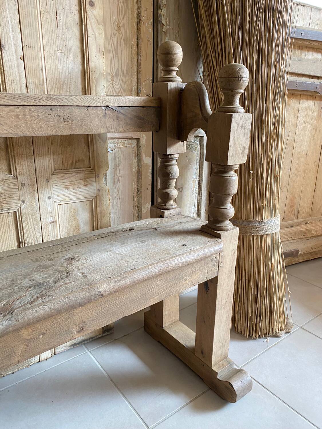 Old oak church pew