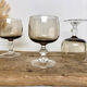 6 vintage smoked stemmed glasses