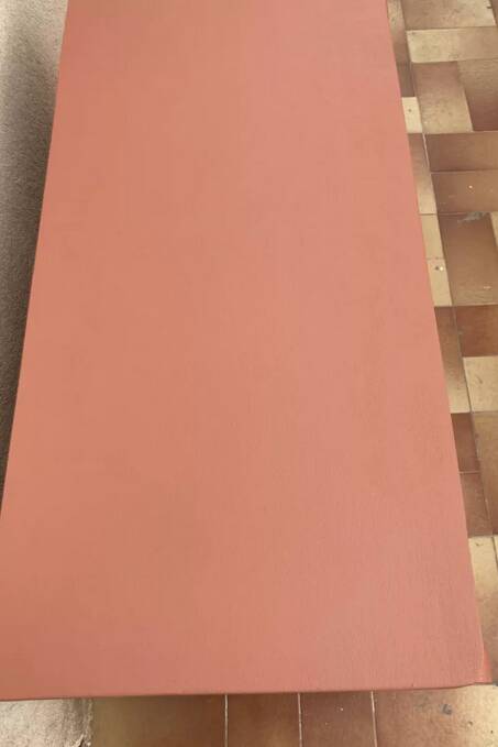 Restored vintage rattan chest of drawers in terracotta shade 1960