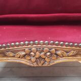 Large Louis XV style bergere chair in red velvet