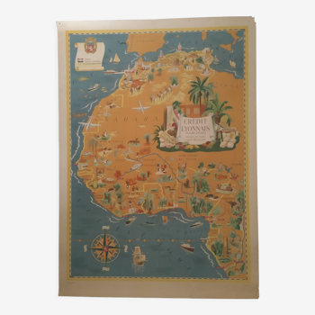 Poster map of West Africa by Lucien Boucher 1950