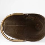 French vintage rustic brass and copper base umbrella stand with embossed decoration