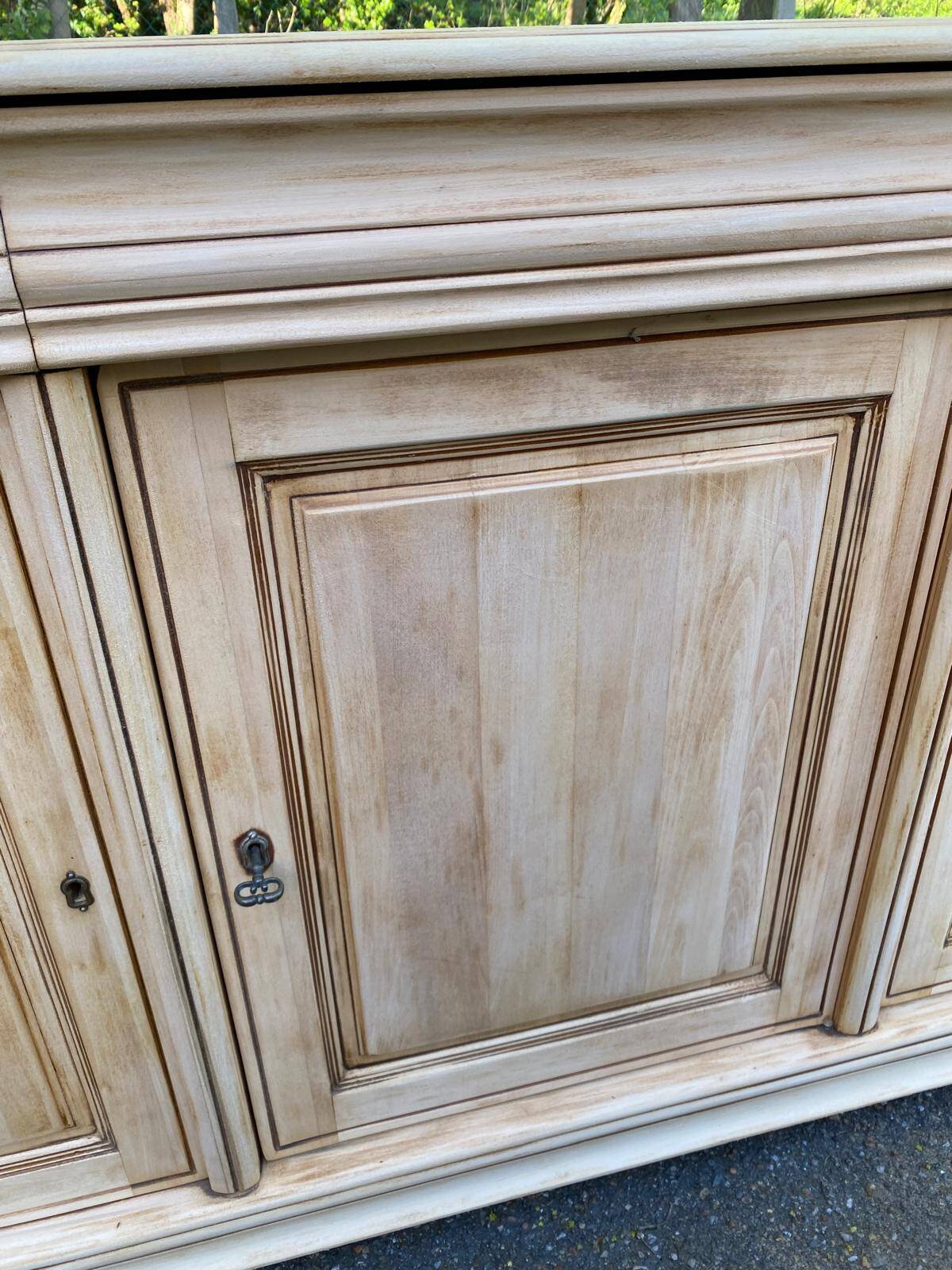 Louis Philippe rustic buffet, vintage, renovated in solid wood, 185cm.