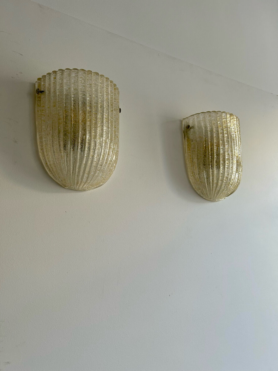Pair of vintage murano wall lamps, zonca italy 1970