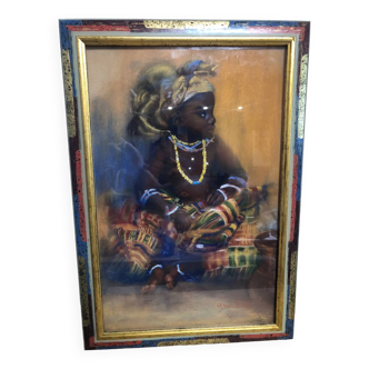 Painting original pastel painting of a child