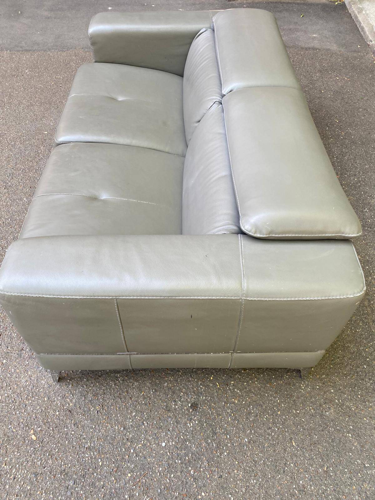 Canapé contemporain 3 places en cuir de buffle gris 200cm
