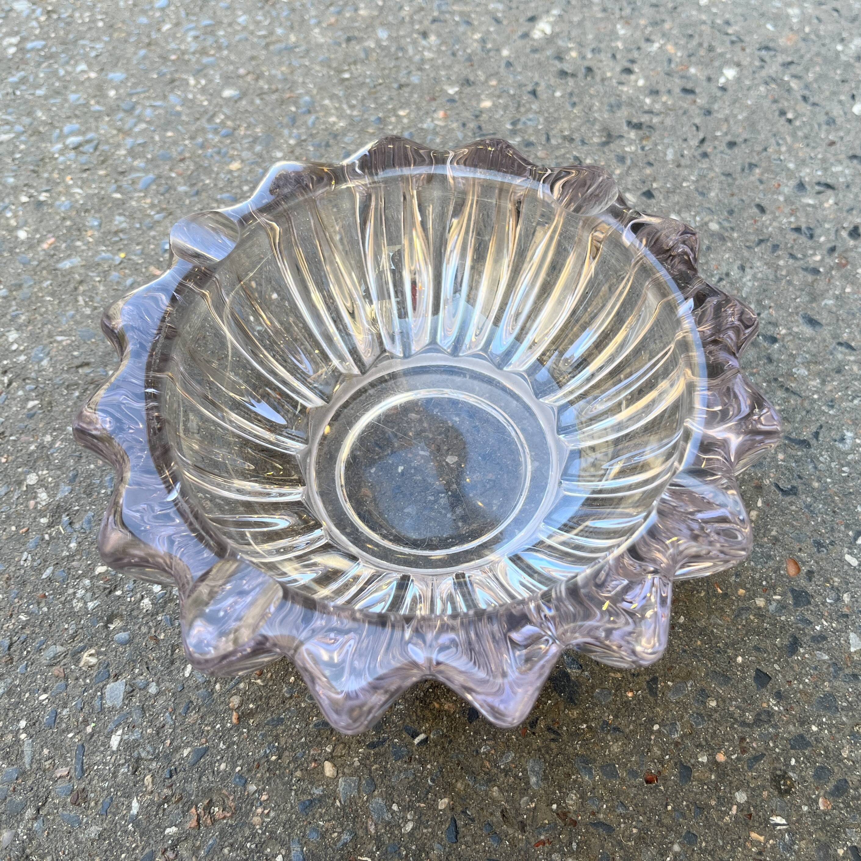 Large Art Deco molded glass ashtray Pierre D'Avesn Art Deco pocket emptier