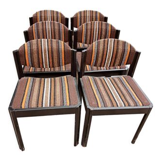 Chaises vintage velours multicolore