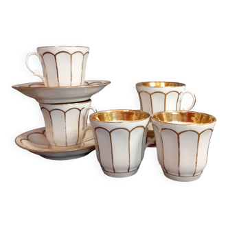 Set of 5 cups and saucers Paris Porcelain - Louis Philippe
