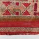 Tapis kilim ancien tons rouges et gris, motifs géométriques turcs,99x343 Cm
